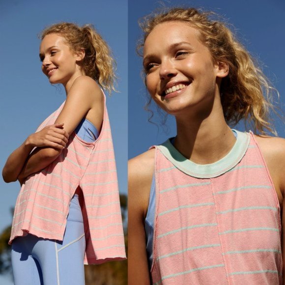 Free People Tops - Free People Stripe Making Waves Active Tank Top M